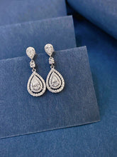 Load image into Gallery viewer, LUOWEND 18K White Gold Natural Diamond Earrings for Women