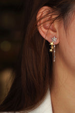 Load image into Gallery viewer, LUOWEND 18K White and Yellow Gold Real Natural Diamond Drop Earrings for Women