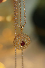 Load image into Gallery viewer, LUOWEND 18K Yellow Gold Real Natural Diamond and Ruby Necklace for Women