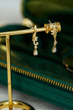 Load image into Gallery viewer, LUOWEND 18K Yellow Gold Real Natural Diamond Drop Earrings for Women