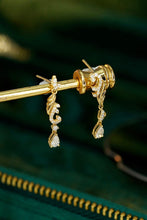 Load image into Gallery viewer, LUOWEND 18K Yellow Gold Real Natural Diamond Drop Earrings for Women