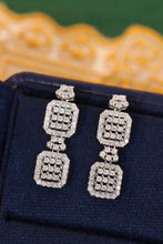 Load image into Gallery viewer, LUOWEND 18K White Gold Real Natural Diamond Drop Earrings for Women