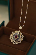 Load image into Gallery viewer, LUOWEND 18K Yellow Gold Real Natural Diamond Natural Ruby Necklace for Women