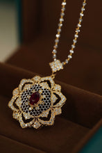 Load image into Gallery viewer, LUOWEND 18K Yellow Gold Real Natural Diamond Natural Ruby Necklace for Women