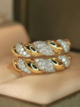 Load image into Gallery viewer, LUOWEND 18K Yellow Gold Natural Diamond Ring for Women