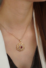 Load image into Gallery viewer, LUOWEND 18K Yellow Gold Real Natural Diamond Natural Ruby Necklace for Women