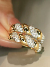 Load image into Gallery viewer, LUOWEND 18K Yellow Gold Natural Diamond Ring for Women