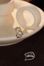 Load image into Gallery viewer, LUOWEND 18K White&Yellow Gold Real Natural Diamond Earrings for Women