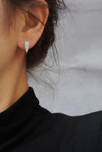 Load image into Gallery viewer, LUOWEND 18K White Gold Real Natural Diamond Hoop Earrings for Women