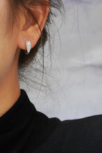 Load image into Gallery viewer, LUOWEND 18K White Gold Real Natural Diamond Hoop Earrings for Women