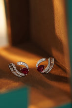 Load image into Gallery viewer, LUOWEND 18K White Gold Real Natural Diamond&Ruby Stud Earrings for Women
