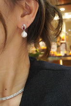Load image into Gallery viewer, LUOWEND 18K White Gold Real Natural Diamond&Ruby Stud Earrings for Women