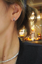 Load image into Gallery viewer, LUOWEND 18K White Gold Real Natural Diamond&Ruby Stud Earrings for Women
