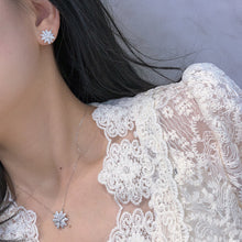 Load image into Gallery viewer, LUOWEND 18K White Gold Real Natural Diamond Earrings&Necklace for Women