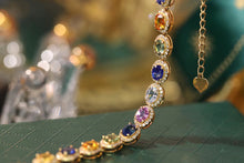 Load image into Gallery viewer, LUOWEND 18K Yellow Gold Real Natural Diamond and Aquamarine Bracelet for Women