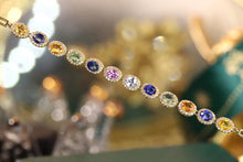 Load image into Gallery viewer, LUOWEND 18K Yellow Gold Real Natural Diamond and Aquamarine Bracelet for Women