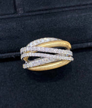 Load image into Gallery viewer, LUOWEND 18K White+Yellow Gold Natural Diamond Ring for Women