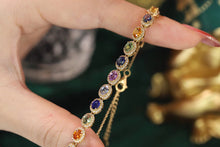 Load image into Gallery viewer, LUOWEND 18K Yellow Gold Real Natural Diamond and Aquamarine Bracelet for Women