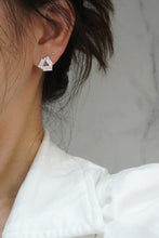 Load image into Gallery viewer, LUOWEND 18K White Gold Real Natural Diamond Earrings for Women