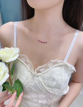 Load image into Gallery viewer, LUOWEND 18K White Gold Natural Diamond and Ruby Necklace for Women