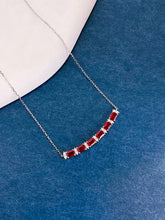 Load image into Gallery viewer, LUOWEND 18K White Gold Natural Diamond and Ruby Necklace for Women