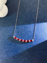 Load image into Gallery viewer, LUOWEND 18K White Gold Natural Diamond and Ruby Necklace for Women