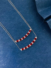 Load image into Gallery viewer, LUOWEND 18K White Gold Natural Diamond and Ruby Necklace for Women