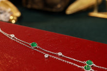 Load image into Gallery viewer, LUOWEND 18K White Gold Real Natural Emerald and Diamond Bracelet for Women