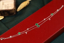 Load image into Gallery viewer, LUOWEND 18K White Gold Real Natural Emerald and Diamond Bracelet for Women