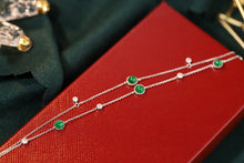 Load image into Gallery viewer, LUOWEND 18K White Gold Real Natural Emerald and Diamond Bracelet for Women