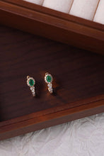 Load image into Gallery viewer, LUOWEND 18K Yellow Gold Real Natural Diamond&Emerald Hoop Earrings for Women
