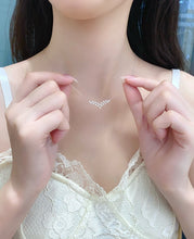 Load image into Gallery viewer, LUOWEND 18K White or Rose Gold Natural Diamond Necklace for Women