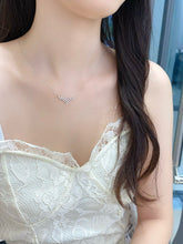 Load image into Gallery viewer, LUOWEND 18K White or Rose Gold Natural Diamond Necklace for Women