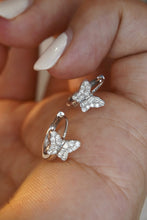 Load image into Gallery viewer, LUOWEND 18K White Gold Real Natural Diamond Hoop Earrings for Women