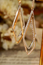 Load image into Gallery viewer, LUOWEND 18K White and Rose Gold Real Natural Diamond Drop Earrings for Women