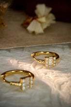 Load image into Gallery viewer, LUOWEND 18K Yellow Gold Real Natural Diamond Hoop Earrings for Women