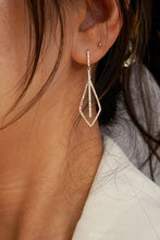 Load image into Gallery viewer, LUOWEND 18K White and Rose Gold Real Natural Diamond Drop Earrings for Women