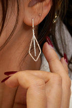 Load image into Gallery viewer, LUOWEND 18K White and Rose Gold Real Natural Diamond Drop Earrings for Women