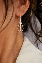 Load image into Gallery viewer, LUOWEND 18K White and Rose Gold Real Natural Diamond Drop Earrings for Women