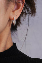 Load image into Gallery viewer, LUOWEND 18K White Gold Real Natural Diamond Hoop Earrings for Women