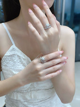 Load image into Gallery viewer, LUOWEND 18K White Gold Natural Diamond Ring for Women