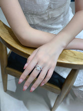Load image into Gallery viewer, LUOWEND 18K White Gold Natural Diamond Ring for Women