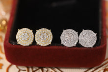 Load image into Gallery viewer, LUOWEND 18K White or Yellow Gold Real Natural Diamond Stud Earrings for Women