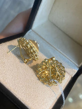 Load image into Gallery viewer, LUOWEND 18K Yellow Gold Natural Diamond Hoop Earrings for Women