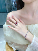 Load image into Gallery viewer, LUOWEND 18K White Gold Natural Diamond and Ruby Bracelet for Women