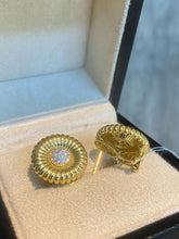 Load image into Gallery viewer, LUOWEND 18K Yellow Gold Natural Diamond Hoop Earrings for Women