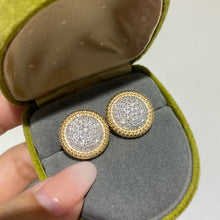 Load image into Gallery viewer, LUOWEND 18K Yellow Gold Natural Diamond Hoop Earrings for Women