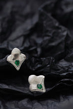 Load image into Gallery viewer, LUOWEND 18K White Gold Real Natural Diamond&Emerald Earrings for Women