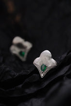 Load image into Gallery viewer, LUOWEND 18K White Gold Real Natural Diamond&Emerald Earrings for Women
