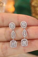Load image into Gallery viewer, LUOWEND 18K White Gold Real Natural Diamond Drop Earrings for Women